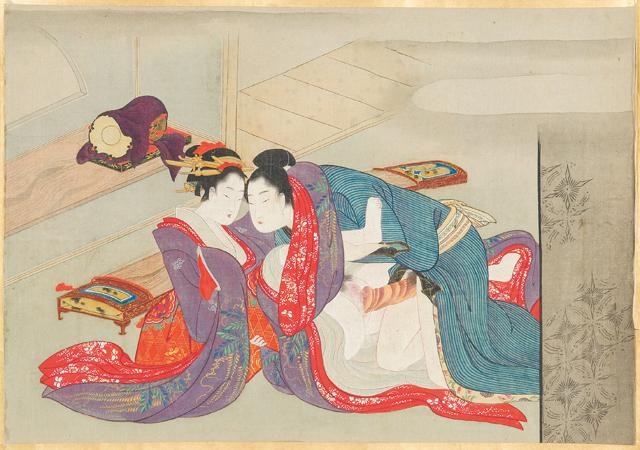 顛鸾倒鳳肉筆春画絵巻 Upside down Handwriting Shunga scroll by